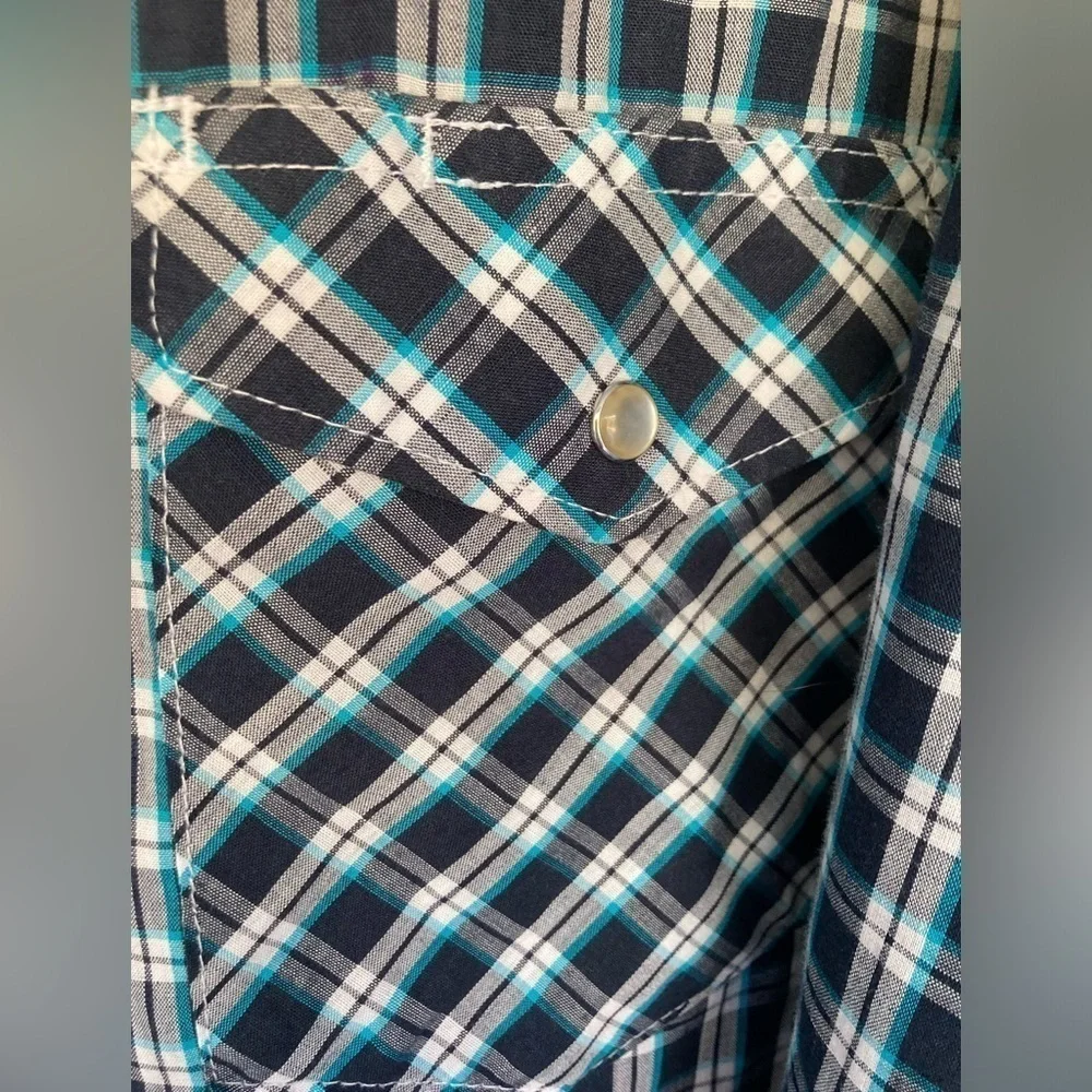 Wrangler Pearl Snap Vintage Western Shirt Long Sleeve Men’s 18  Plaid